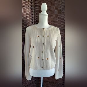 Dex Floral Embroidered Cardigan Size S Feminine Cottagecore Cabincore Sweater